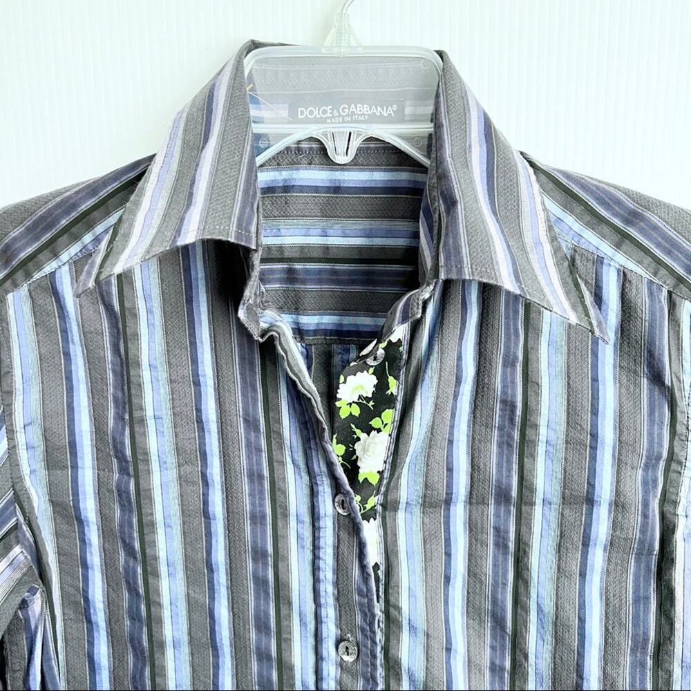 Dolce & Gabbana Y2K 2000’s Striped Floral Button Down Blouse 38 - Picture 5 of 11